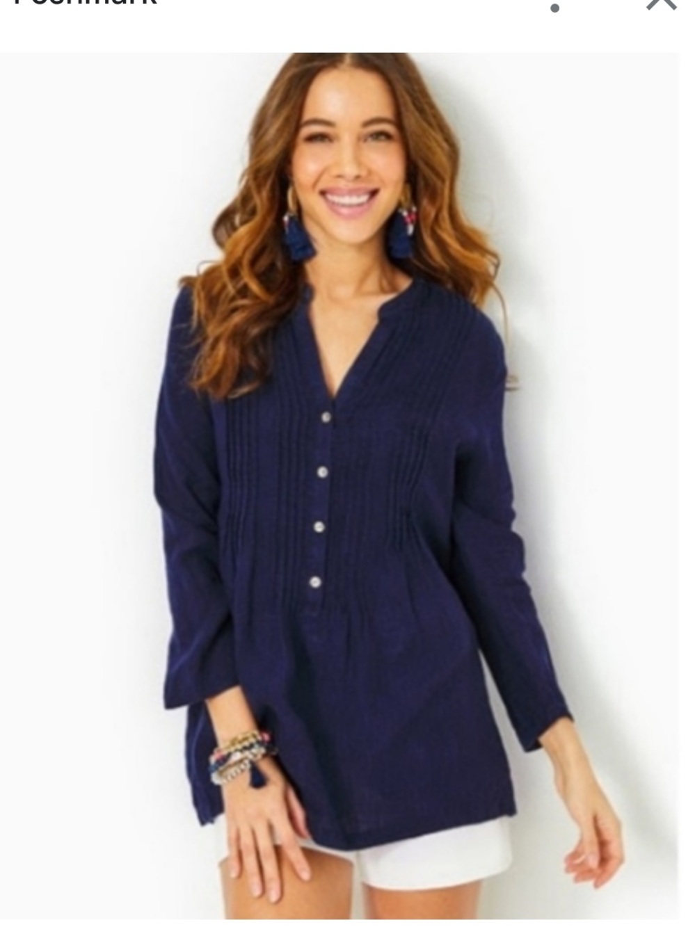 Lilly Pulitzer Seacoast Linen Sarasota tunic true navy size medium